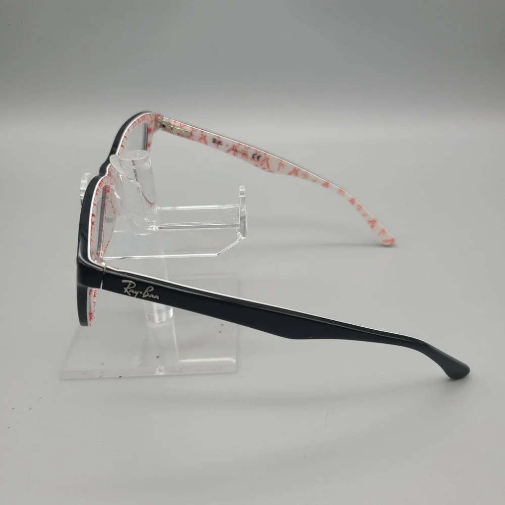 Ray-Ban RB 5228 5014 Black Red Logo  Rectangular Eyeglass Frames 50-17-140